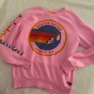 Neon pink aviator nation crew neck